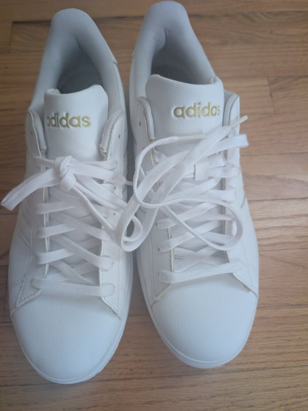 Adidas Grand Court 2.0 White Gold Metallic Cloudfoam Sneakers Excellent